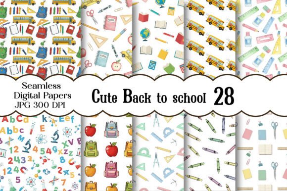 Download Cute Back to School Digital Papers - School digital papers Collection