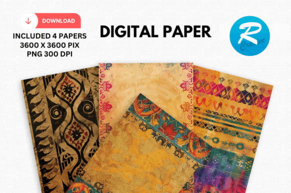 Download Watercolor Ethnic Digital Paper Patterns - Paper patterns Collection