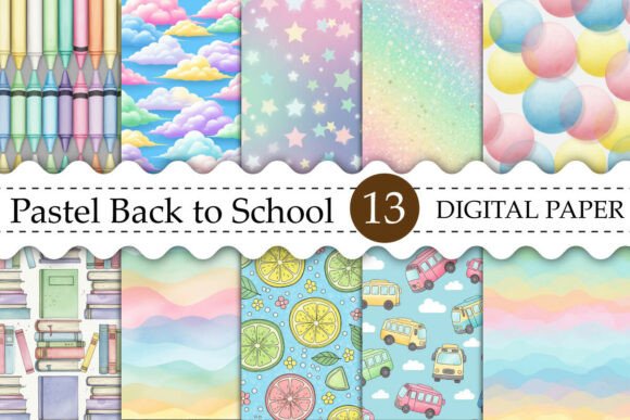 Download Pastel Back to School Digital Papers - School digital papers Collection