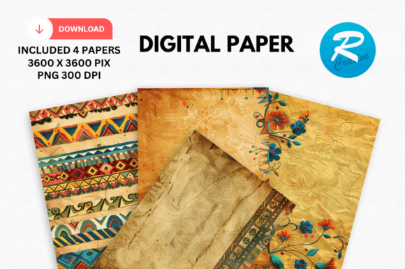 Download Watercolor Ethnic Digital Paper Patterns - Paper patterns Collection