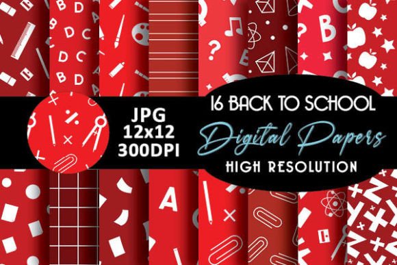 Download Red Back to School Digital Papers - School digital papers Collection
