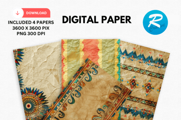 Download Watercolor Ethnic Digital Paper Patterns - Paper patterns Collection