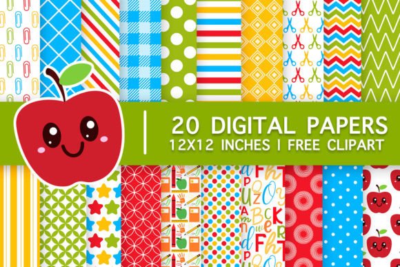 Download Back to School Digital Papers Set - School digital papers Collection