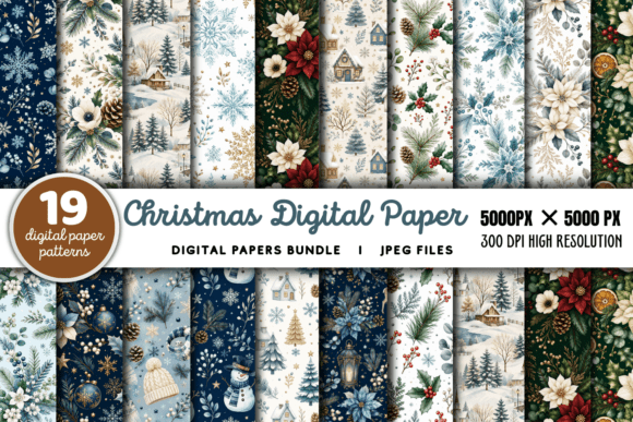 Download Christmas Digital Paper Patterns Bundle - Paper patterns Collection