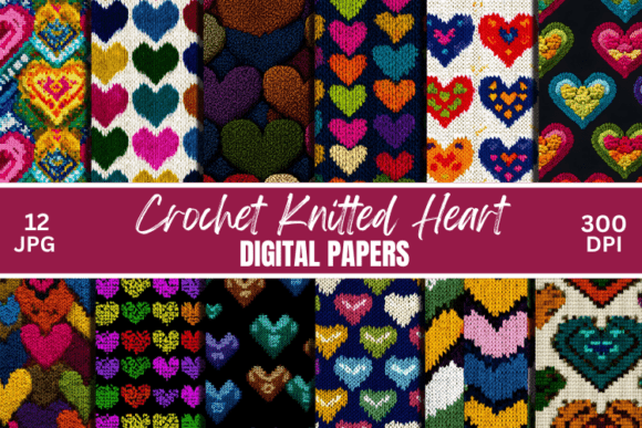 Download Crochet Knitted Hearts Paper Patterns - Paper patterns Collection