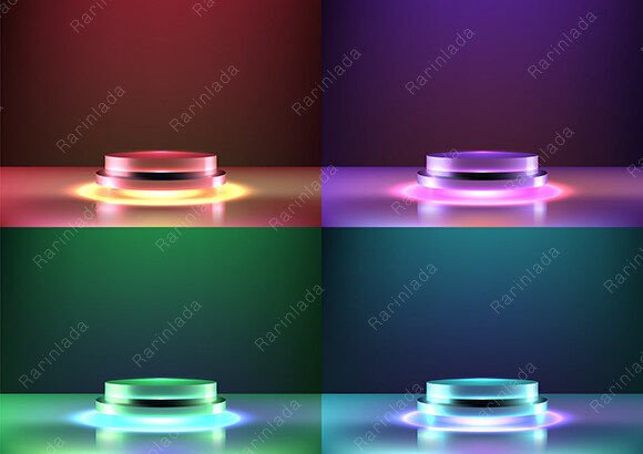 Download 3D Glowing Neon Light Colors Podium - Light colors Collection