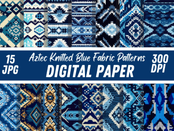 Download Aztec Knitted Blue Fabric Paper Patterns - Paper patterns Collection