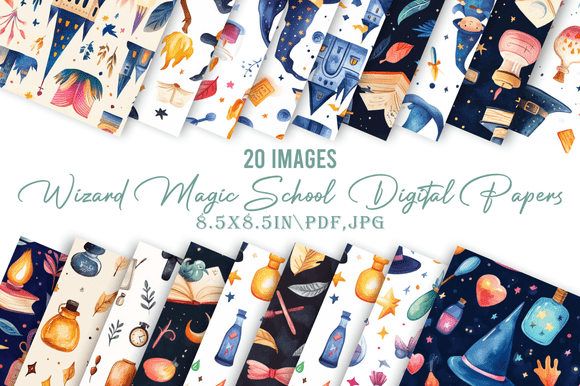 Download Wizard Magic School Digital Papers - School digital papers Collection