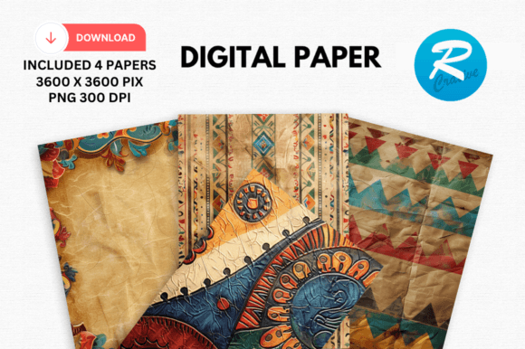 Download Watercolor Ethnic Digital Paper Patterns - Paper patterns Collection