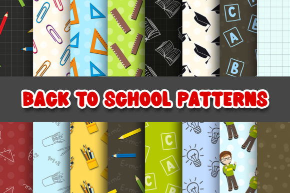 Download Back to School Digital Papers Patterns - School digital papers Collection