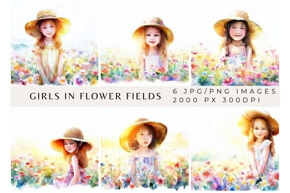 Download Girls in Flower Field Background Paper - Background paper Collection